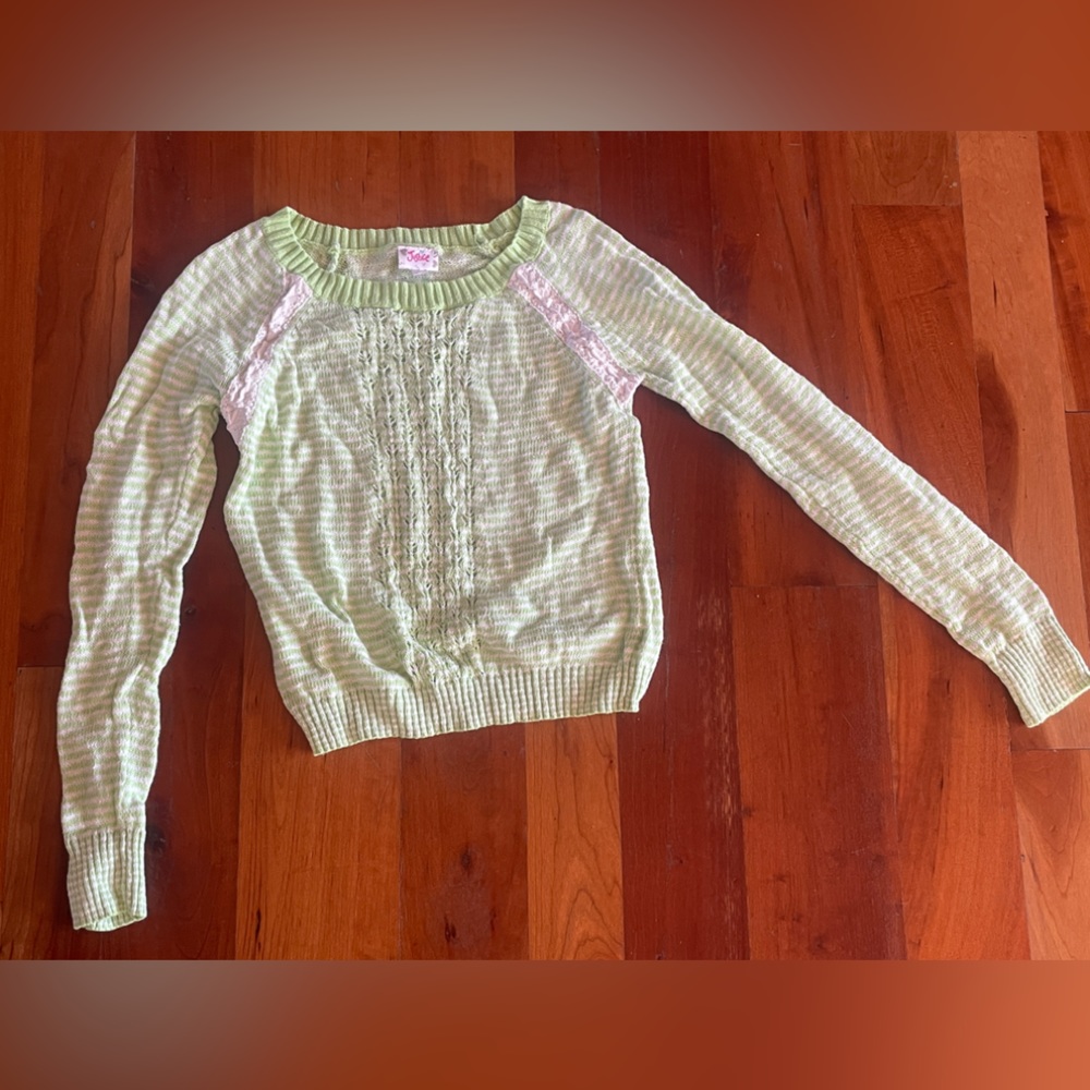 Justice Size 16 green and white lightweight sweater